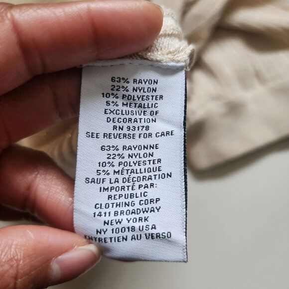 Carmen Marc Tank Top Womens Large Beige Mock Neck Ribbed Knit Rhinestone Chest - Picture 4 of 8